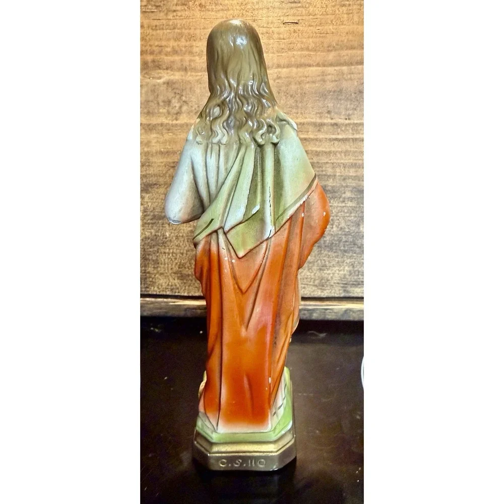 Vtg Sacred Heart of Jesus Christ Chalkware Statue 8